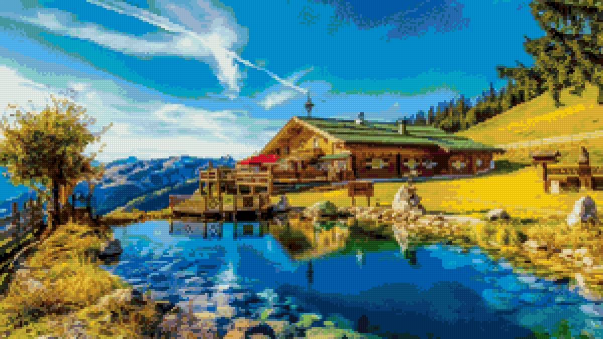 домик у реки - домик, река - предпросмотр