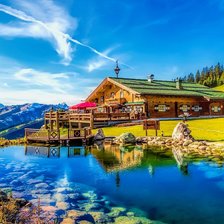 Схема вышивки «домик у реки»