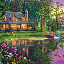 Схема вышивки «дом у озера»