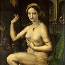 Схема вышивки «Дама за туалетом, или Форнарина»