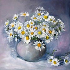 Схема вышивки «ромашки в серой вазе»