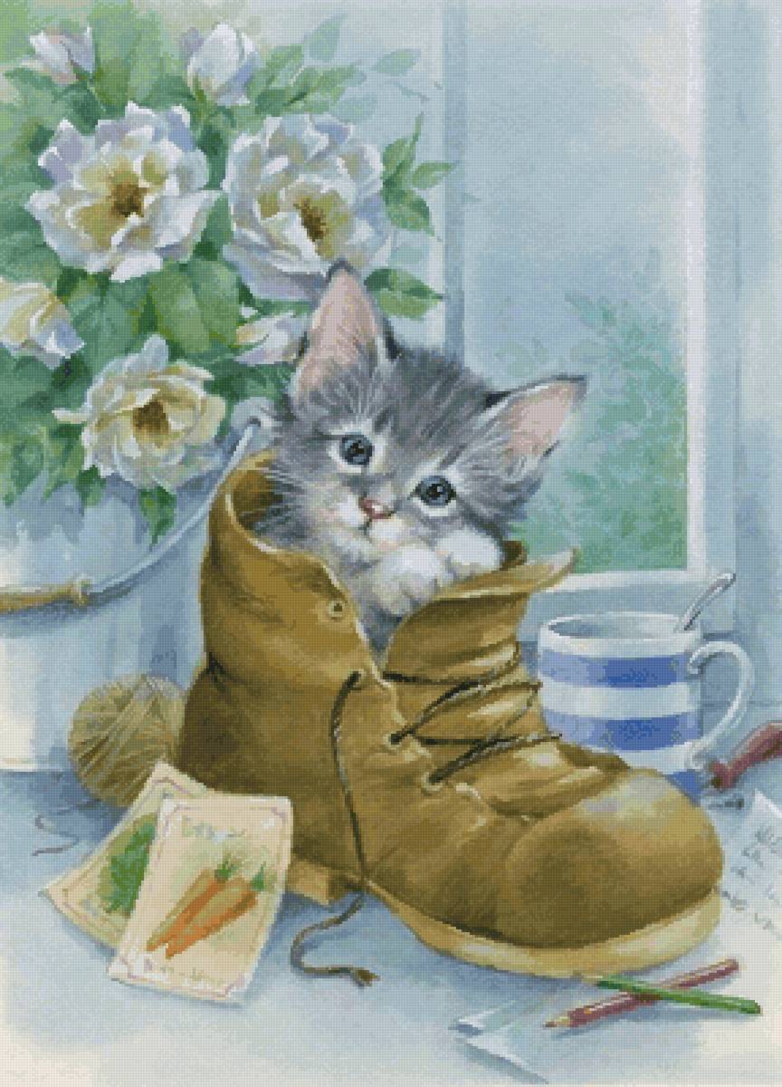 Любопытный котенок - забавные котики - предпросмотр