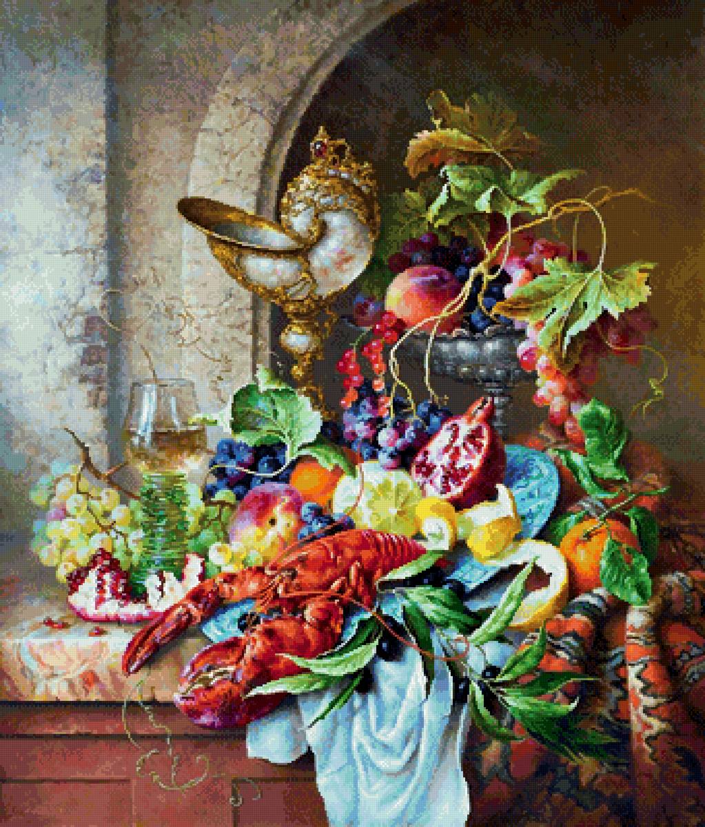 Натюрморт - лобстер, омар, натюрморт, святослав сметанин - предпросмотр