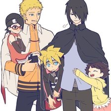 Схема вышивки «Взрослые Наруто и Саске с детьми)»