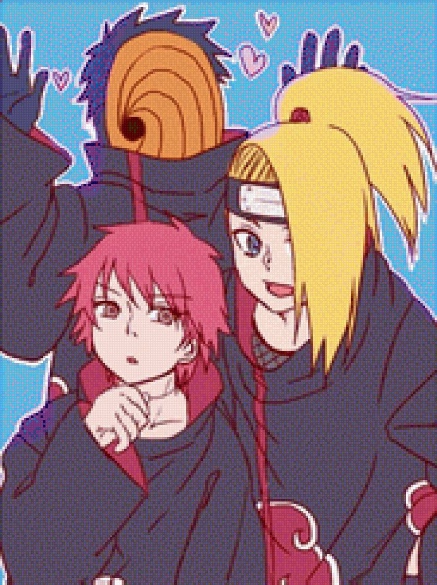 Дейдара, Сасори и Тоби:) - акацуки, наруто, аниме, тоби, сасори, дейдара - предпросмотр