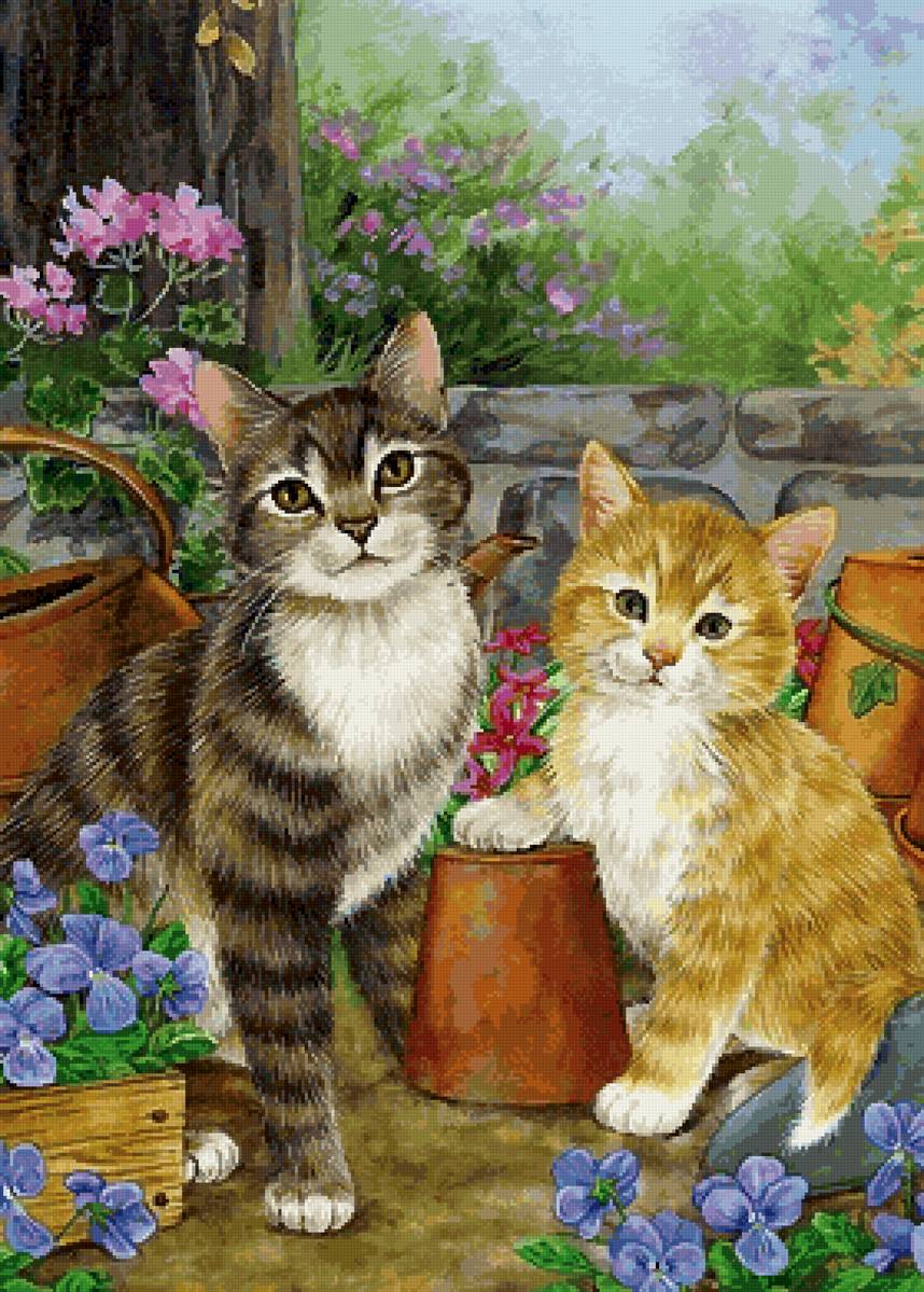 В саду - забавные котики - предпросмотр