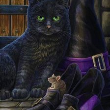 черный кот и мышка