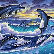 Схема вышивки «Дельфины»