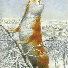 Схема вышивки «Кот зимой»