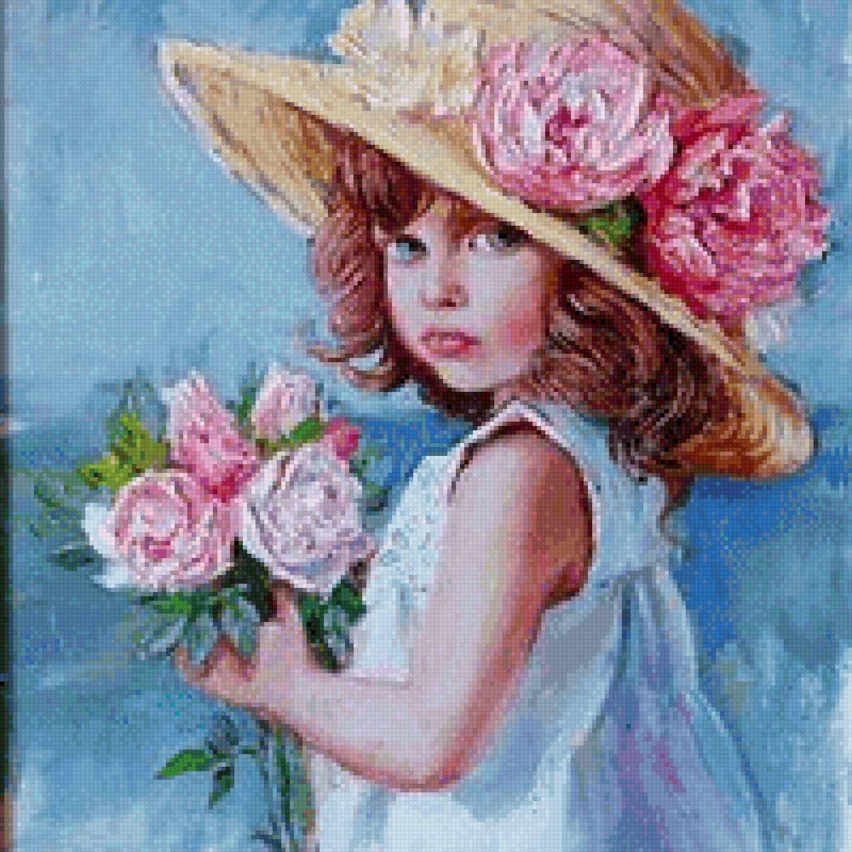 Девочка с розами - дети. девочка. розы - предпросмотр