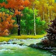 Схема вышивки «Река в лесу»