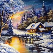 Схема вышивки «Загородный дом зимой»