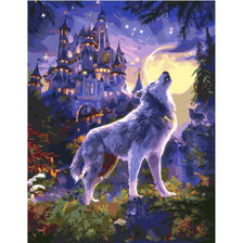 Схема вышивки «Волк род луной»