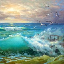 Схема вышивки «море»