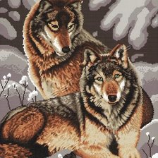 Схема вышивки «Пара волков»
