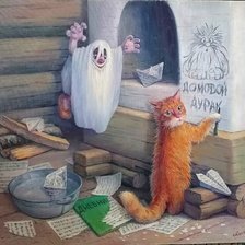 Схема вышивки «домовой и кот»