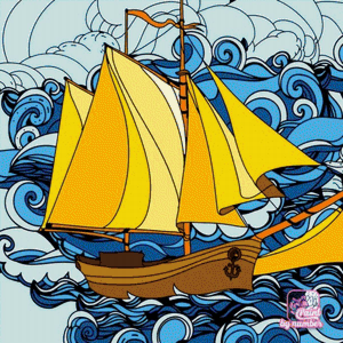 кораблик - рисунок - предпросмотр