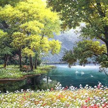 Схема вышивки «Лесное озеро»