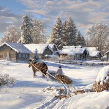 Схема вышивки «деревенский пейзаж»