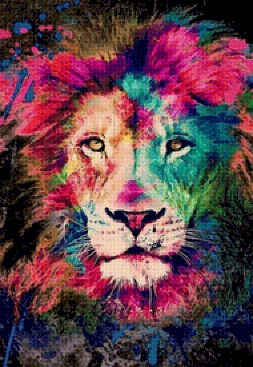 Лев - граффити, лев, яркий - предпросмотр