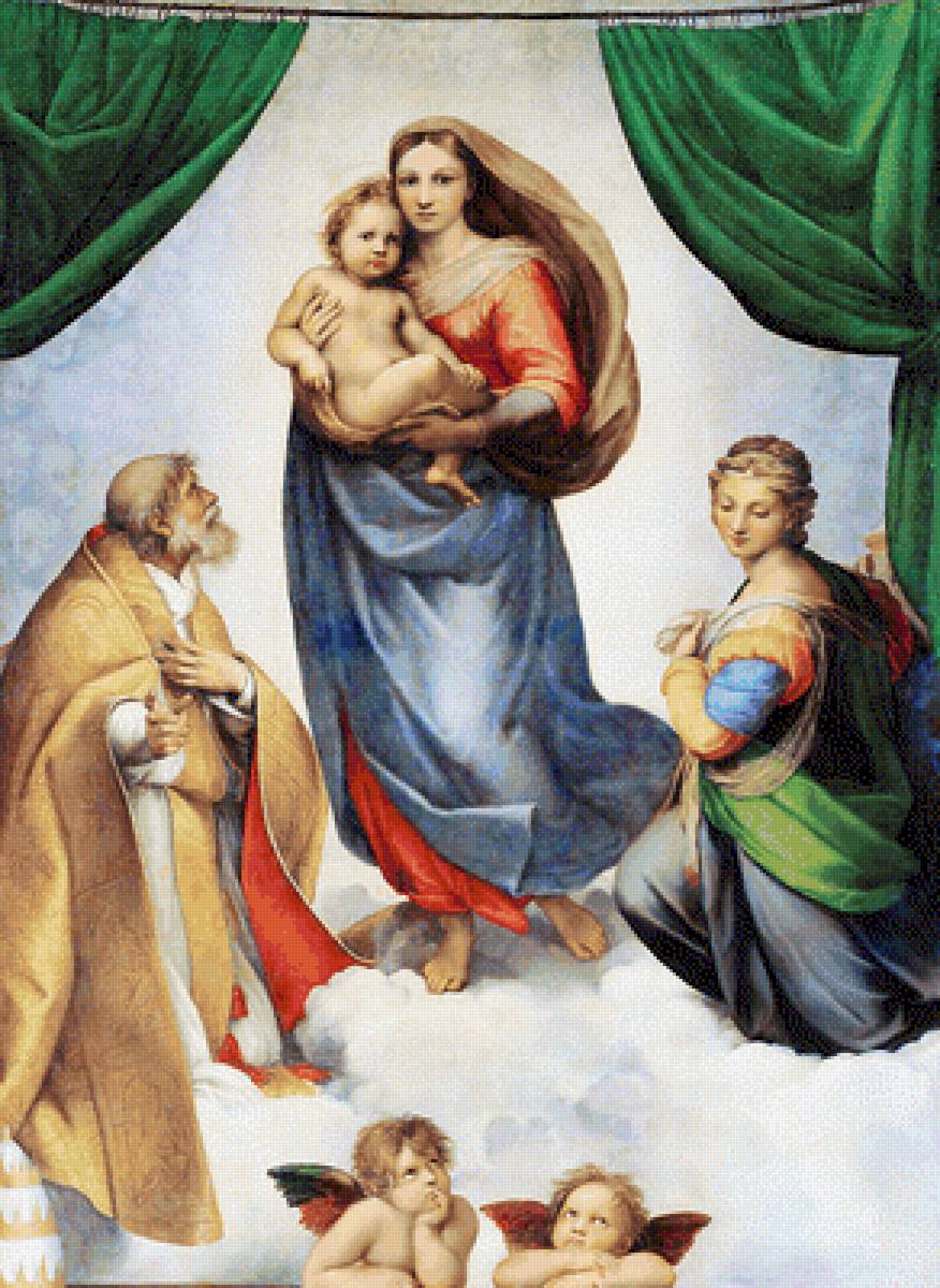 Сикстинская мадонна 120 цветов - сикстинская мадонна, рафаэль, библейский сюжет, библия - предпросмотр