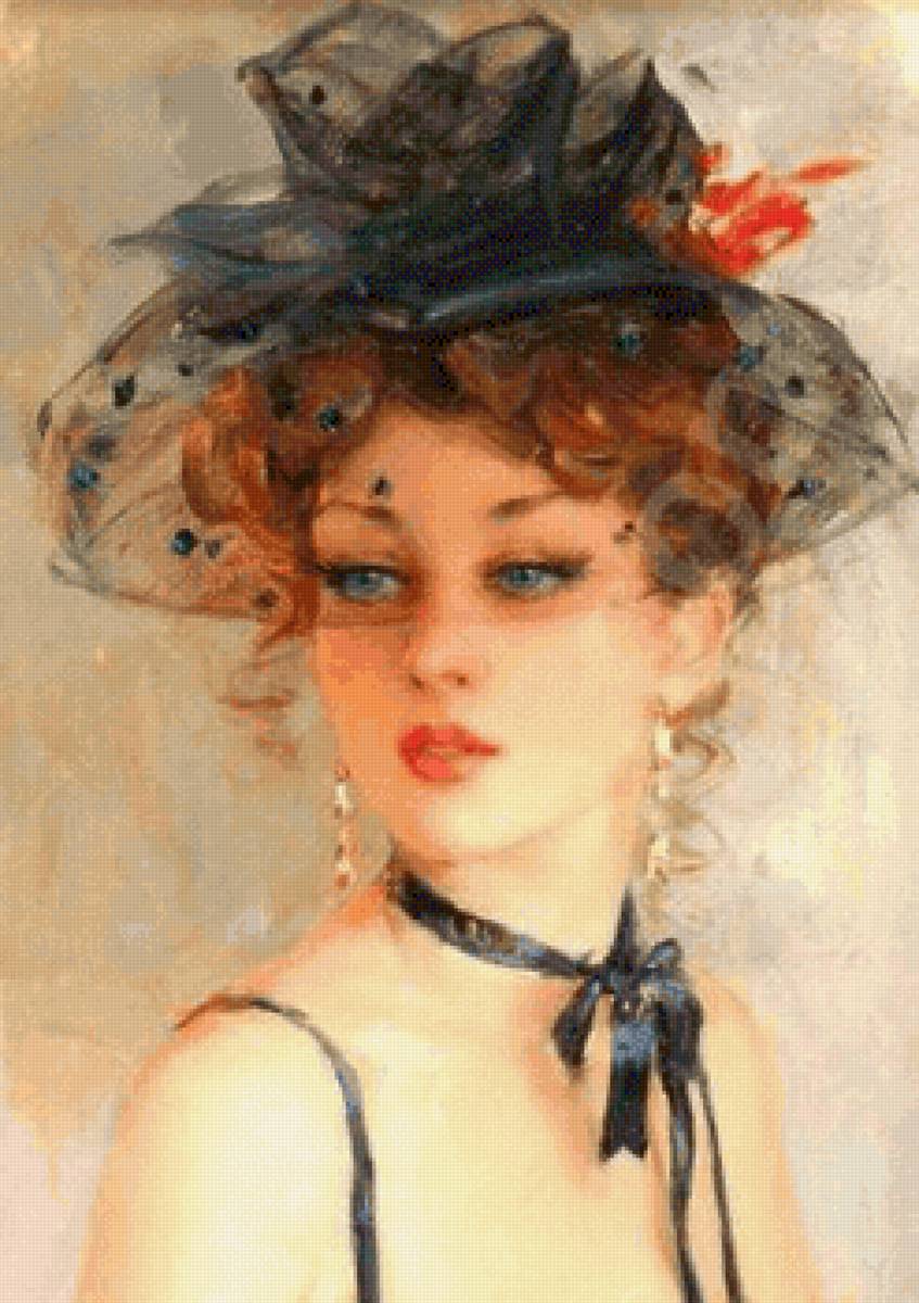 Дама в шляпке - портрет, живопись, дама, в шляпе - предпросмотр