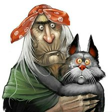 Схема вышивки «Баба Яга с котом»