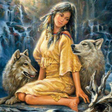 Схема вышивки «Индейка с волками»