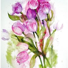 Схема вышивки «Тюльпаны акварельные»