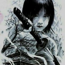 Схема вышивки «девочка с мечом»