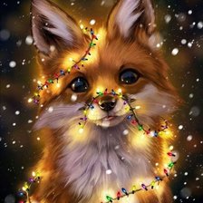 Схема вышивки «Лиса и гирлянда»