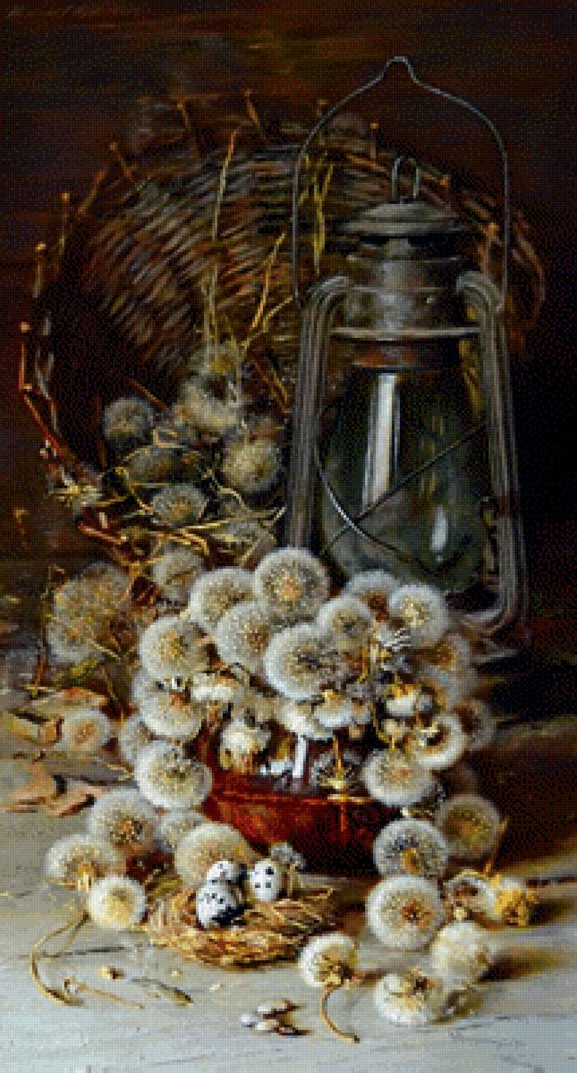 Одуванчики - живопись, одуванчики - предпросмотр