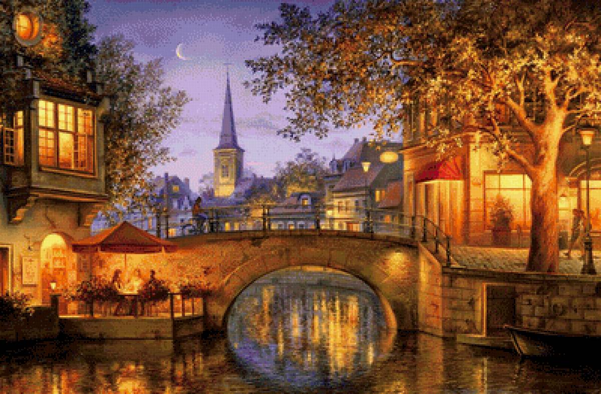 Вечерний город Худ.Евгений Лушпин - предпросмотр