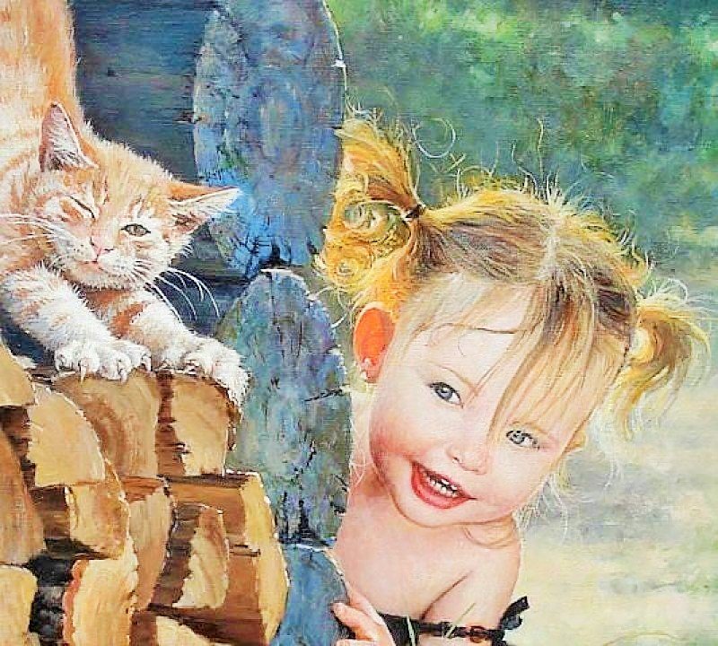 Рыжики. Худ. Леонович Владислав Николаевич - котик, леонович, до 240 крестиков, дети, леонович владислав - оригинал