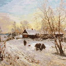Схема вышивки «Зимний вечер в деревне»