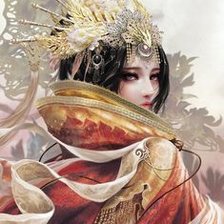 Схема вышивки «Восточная принцесса в красном»