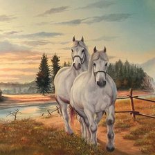 Схема вышивки «Лошади»