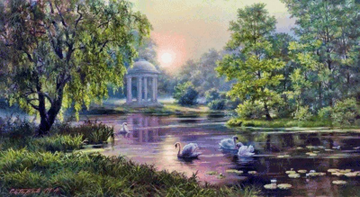 Худ. Михаил Сатаров. Лебединое озеро - михаил сатаров, озеро, природа, лебеди, сатаров - предпросмотр