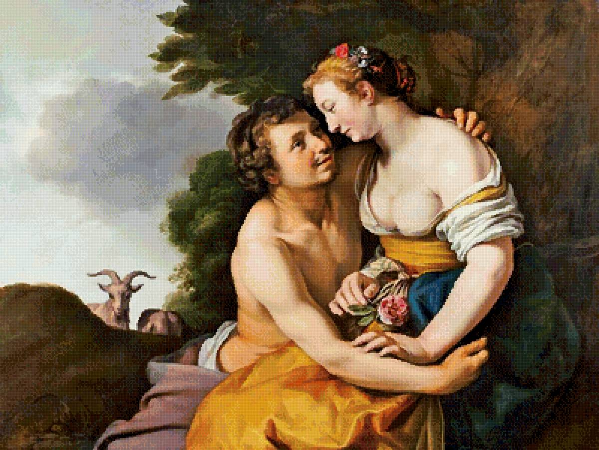 Парочка загадочных влюблённых. Худ. Хендрик Блоемаерт - свидание, пара, влюбленные - предпросмотр