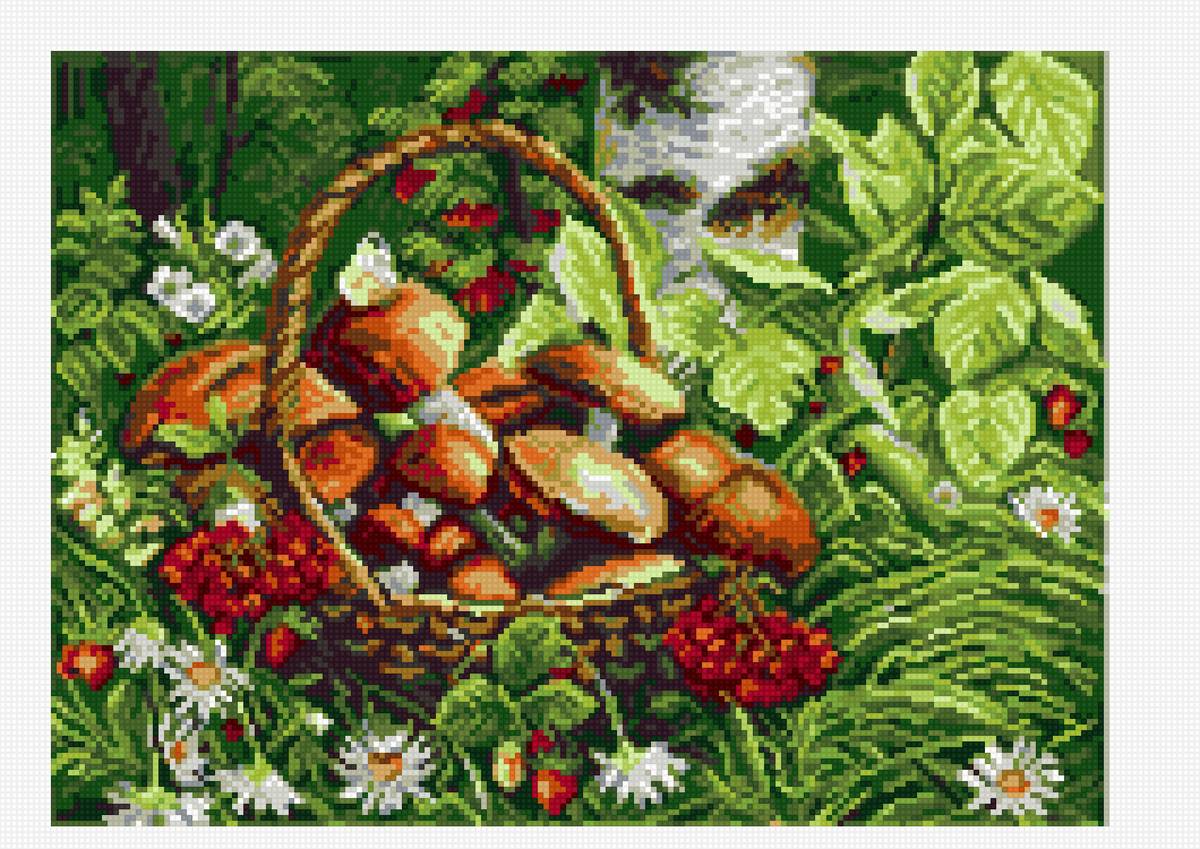 дары леса - лес, лукошко, грибы, лето - предпросмотр