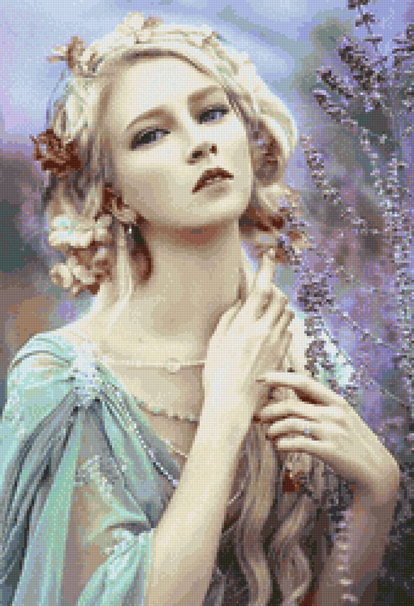 Лесная нима - луг, нимфа, лес, цветы, девушка - предпросмотр