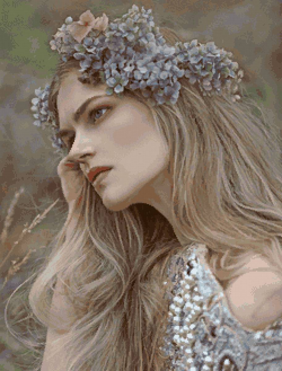 Девушка герань - эльф, портрет, девушка, нимфа - предпросмотр