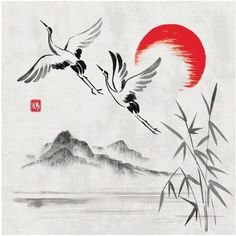 журавли - журавли монохром - оригинал