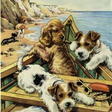 Схема вышивки «Собачки у моря»