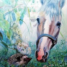 Схема вышивки «Ежик и Лошадь»