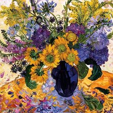 Схема вышивки «цветы в вазе»