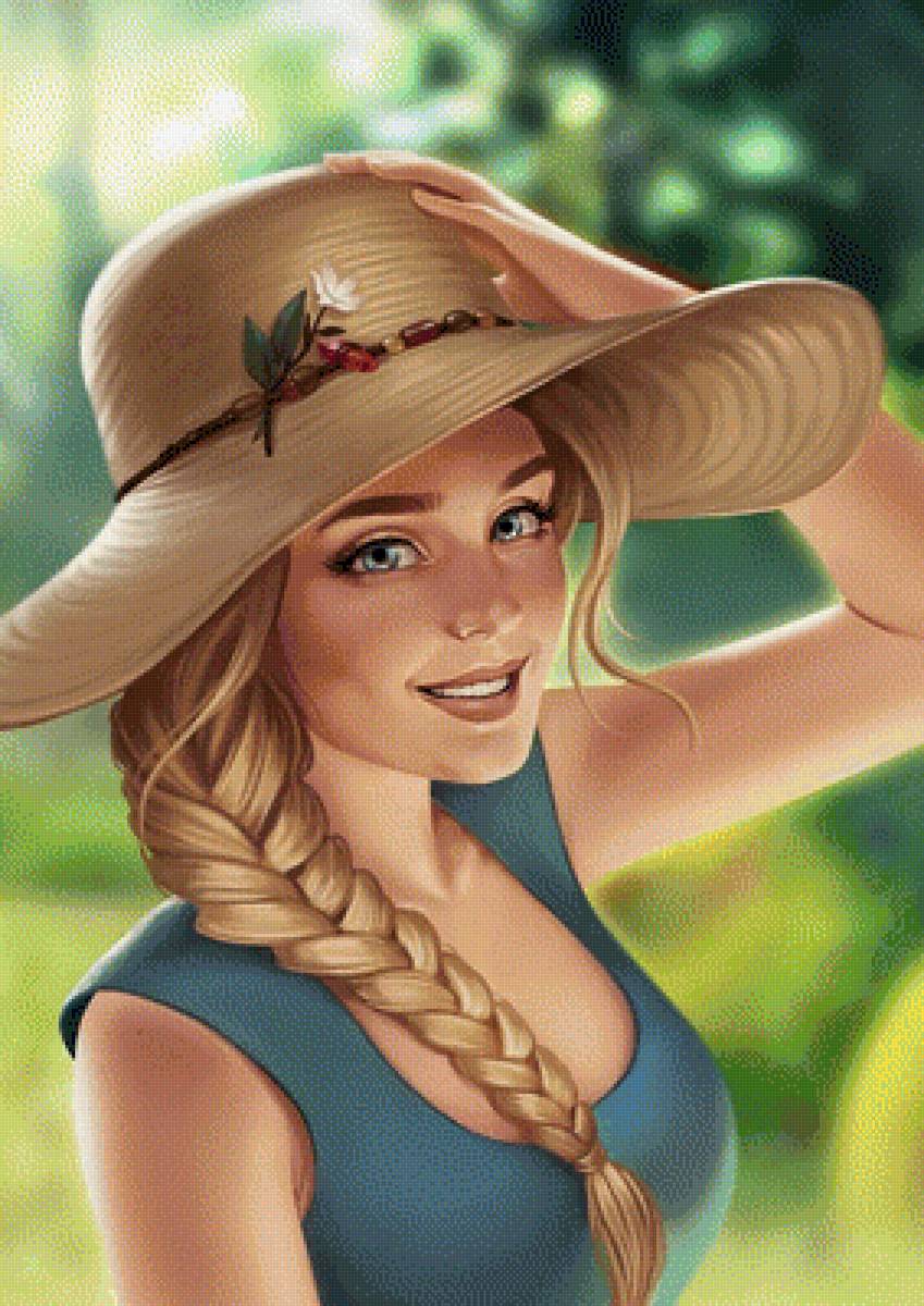 Девушка в соломенной шляпе - девушка, человек - предпросмотр