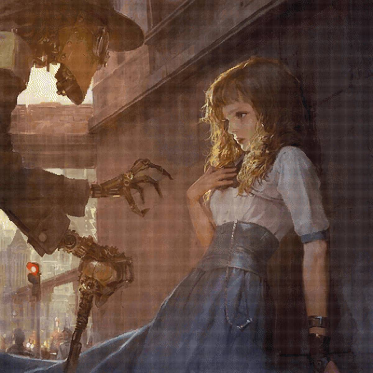 Girl and robot - предпросмотр