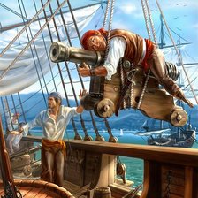 Схема вышивки «пират на пушке 1»