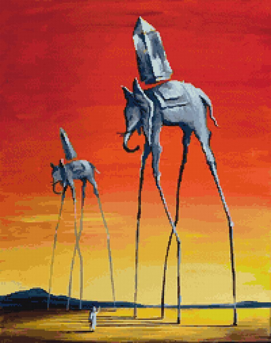 Слоны Дали - дали, картины, слоны - предпросмотр